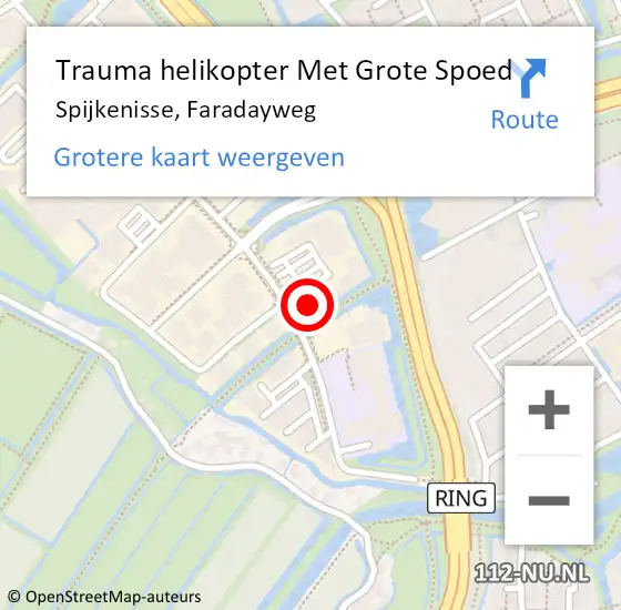 Locatie op kaart van de 112 melding: Trauma helikopter Met Grote Spoed Naar Spijkenisse, Faradayweg op 10 februari 2022 15:51