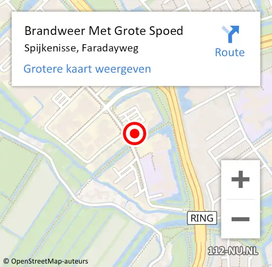 Locatie op kaart van de 112 melding: Brandweer Met Grote Spoed Naar Spijkenisse, Faradayweg op 10 februari 2022 15:52