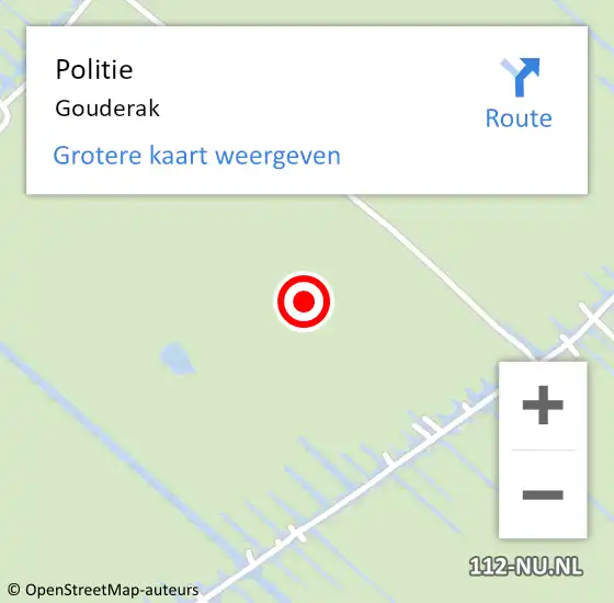 Locatie op kaart van de 112 melding: Politie Gouderak op 10 februari 2022 17:39