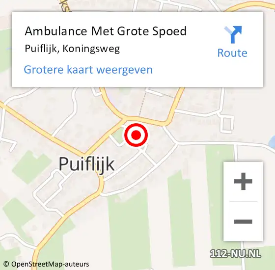 Locatie op kaart van de 112 melding: Ambulance Met Grote Spoed Naar Puiflijk, Koningsweg op 10 februari 2022 18:10