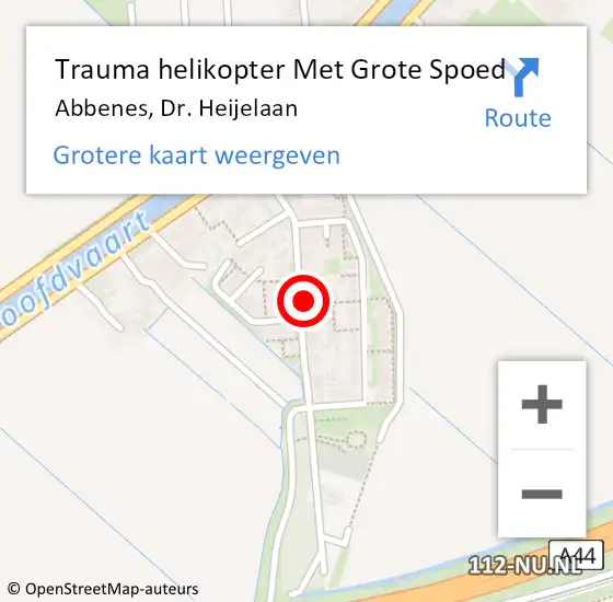 Locatie op kaart van de 112 melding: Trauma helikopter Met Grote Spoed Naar Abbenes, Dr. Heijelaan op 10 februari 2022 18:11