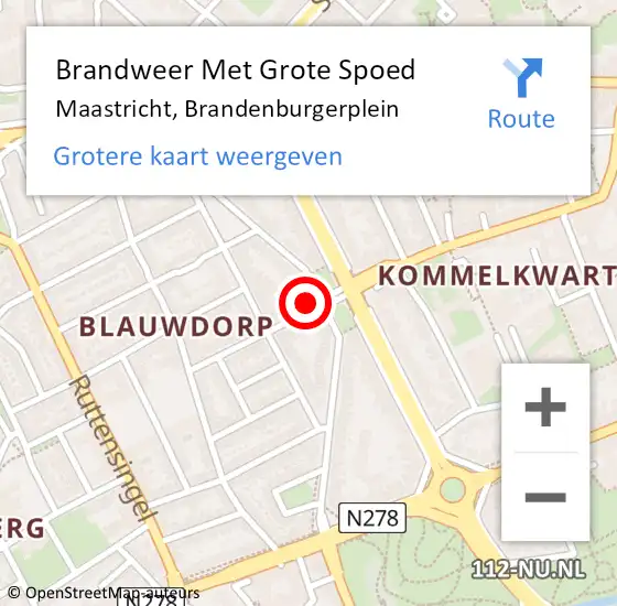 Locatie op kaart van de 112 melding: Brandweer Met Grote Spoed Naar Maastricht, Brandenburgerplein op 10 februari 2022 18:23