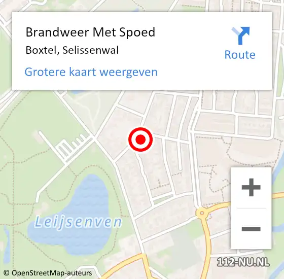 Locatie op kaart van de 112 melding: Brandweer Met Spoed Naar Boxtel, Selissenwal op 10 februari 2022 19:40