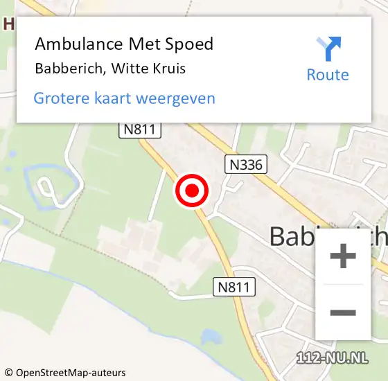 Locatie op kaart van de 112 melding: Ambulance Met Spoed Naar Babberich, Witte Kruis op 10 februari 2022 19:59