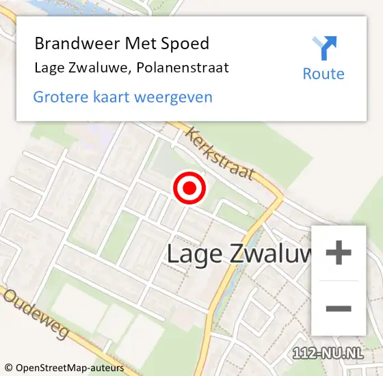 Locatie op kaart van de 112 melding: Brandweer Met Spoed Naar Lage Zwaluwe, Polanenstraat op 10 februari 2022 20:24
