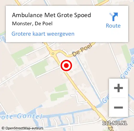 Locatie op kaart van de 112 melding: Ambulance Met Grote Spoed Naar Monster, De Poel op 10 februari 2022 22:14