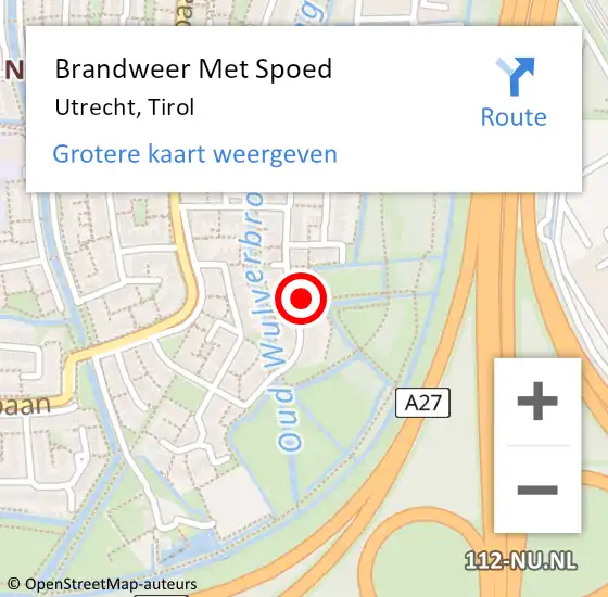 Locatie op kaart van de 112 melding: Brandweer Met Spoed Naar Utrecht, Tirol op 10 februari 2022 22:44