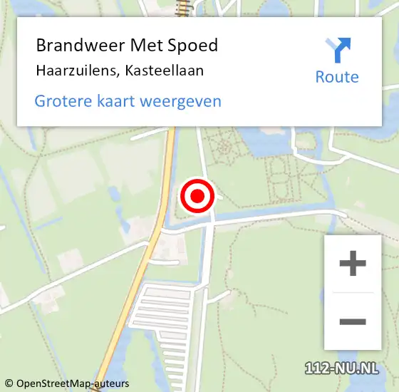 Locatie op kaart van de 112 melding: Brandweer Met Spoed Naar Haarzuilens, Kasteellaan op 10 februari 2022 23:04
