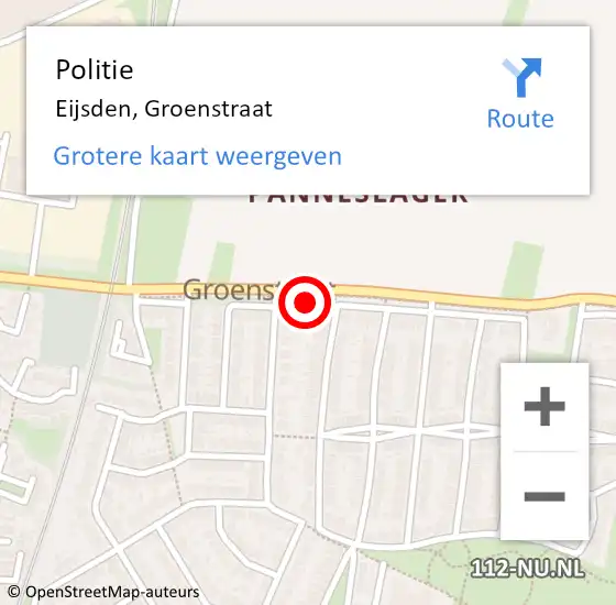 Locatie op kaart van de 112 melding: Politie Eijsden, Groenstraat op 11 februari 2022 01:32