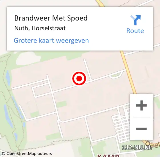 Locatie op kaart van de 112 melding: Brandweer Met Spoed Naar Nuth, Horselstraat op 11 februari 2022 04:05