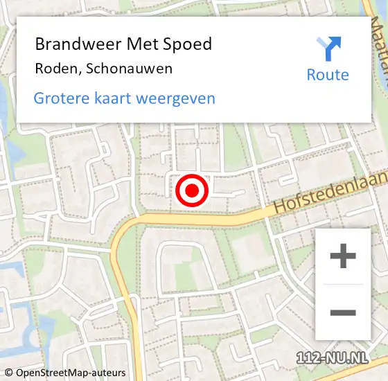 Locatie op kaart van de 112 melding: Brandweer Met Spoed Naar Roden, Schonauwen op 11 februari 2022 06:54
