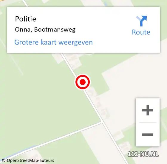 Locatie op kaart van de 112 melding: Politie Onna, Bootmansweg op 11 februari 2022 07:13