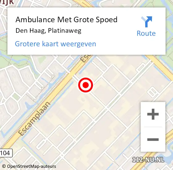 Locatie op kaart van de 112 melding: Ambulance Met Grote Spoed Naar Den Haag, Platinaweg op 11 februari 2022 09:33