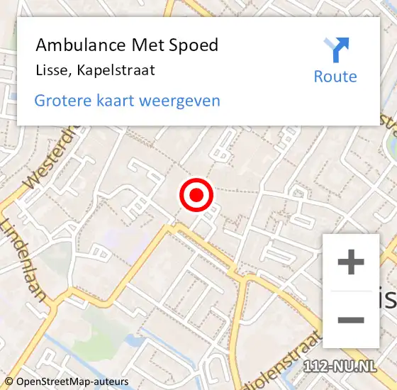 Locatie op kaart van de 112 melding: Ambulance Met Spoed Naar Lisse, Kapelstraat op 11 februari 2022 10:21