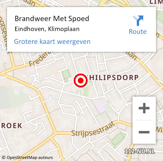 Locatie op kaart van de 112 melding: Brandweer Met Spoed Naar Eindhoven, Klimoplaan op 11 februari 2022 10:41