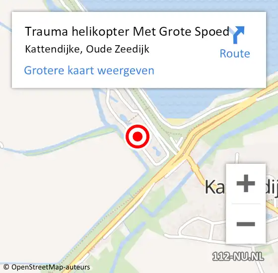 Locatie op kaart van de 112 melding: Trauma helikopter Met Grote Spoed Naar Kattendijke, Oude Zeedijk op 11 februari 2022 11:38