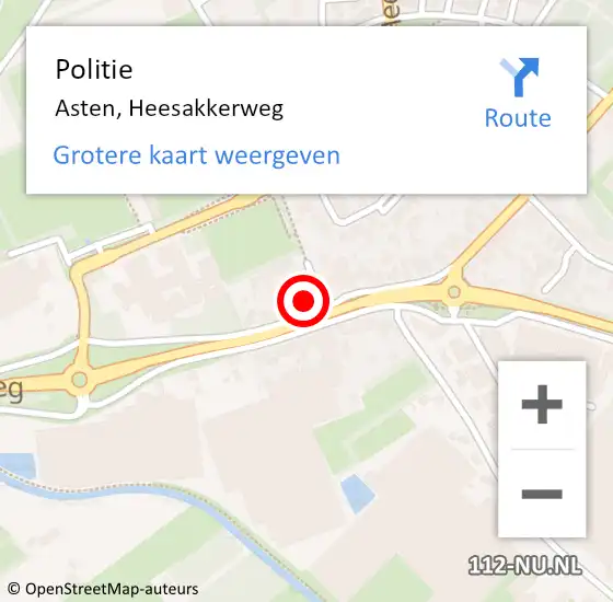 Locatie op kaart van de 112 melding: Politie Asten, Heesakkerweg op 11 februari 2022 12:27