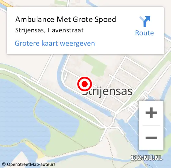 Locatie op kaart van de 112 melding: Ambulance Met Grote Spoed Naar Strijensas, Havenstraat op 11 februari 2022 16:51