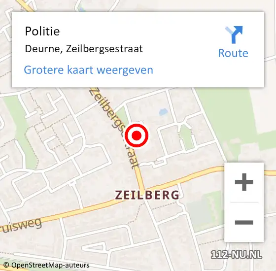 Locatie op kaart van de 112 melding: Politie Deurne, Zeilbergsestraat op 11 februari 2022 23:18