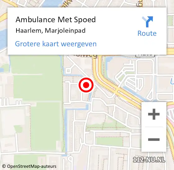 Locatie op kaart van de 112 melding: Ambulance Met Spoed Naar Haarlem, Marjoleinpad op 12 februari 2022 00:18