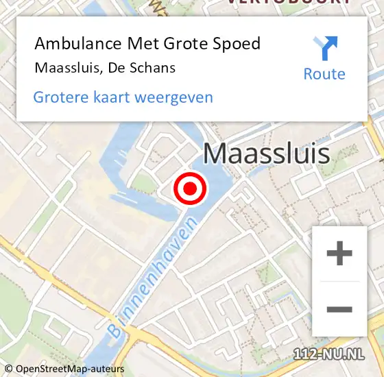 Locatie op kaart van de 112 melding: Ambulance Met Grote Spoed Naar Maassluis, De Schans op 12 februari 2022 00:42