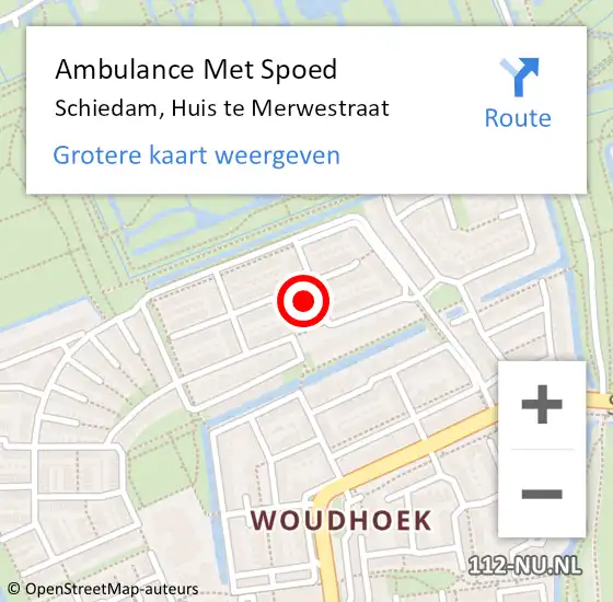 Locatie op kaart van de 112 melding: Ambulance Met Spoed Naar Schiedam, Huis te Merwestraat op 12 februari 2022 03:12