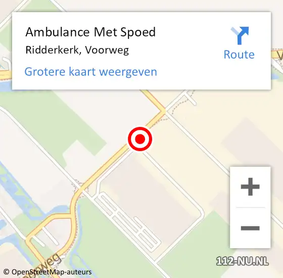 Locatie op kaart van de 112 melding: Ambulance Met Spoed Naar Ridderkerk, Voorweg op 12 februari 2022 09:03