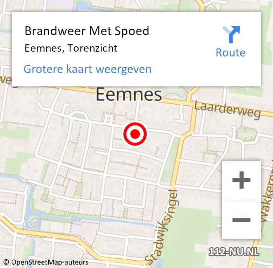 Locatie op kaart van de 112 melding: Brandweer Met Spoed Naar Eemnes, Torenzicht op 12 februari 2022 10:30