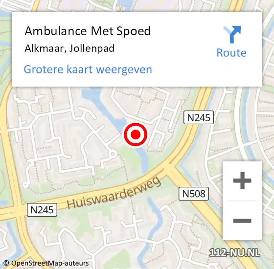 Locatie op kaart van de 112 melding: Ambulance Met Spoed Naar Alkmaar, Jollenpad op 12 februari 2022 11:53