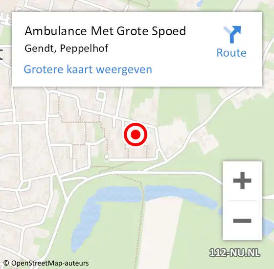 Locatie op kaart van de 112 melding: Ambulance Met Grote Spoed Naar Gendt, Peppelhof op 12 februari 2022 14:25