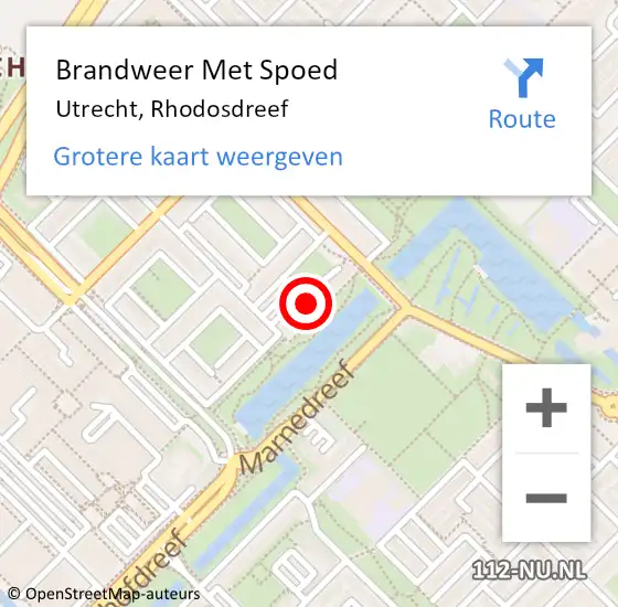 Locatie op kaart van de 112 melding: Brandweer Met Spoed Naar Utrecht, Rhodosdreef op 12 februari 2022 15:51