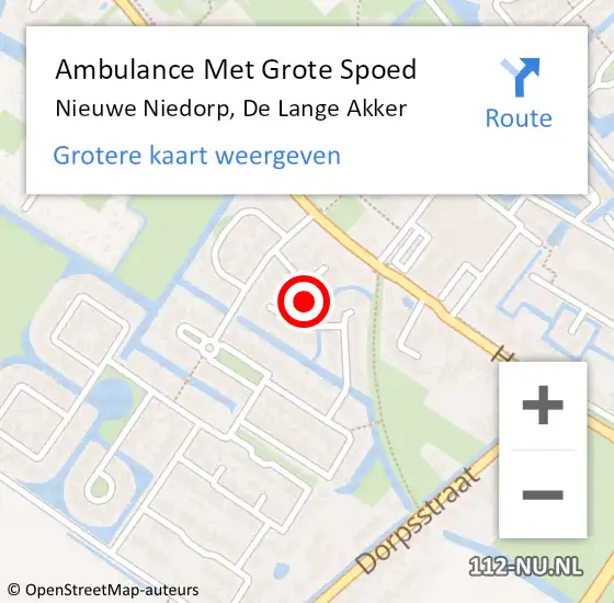 Locatie op kaart van de 112 melding: Ambulance Met Grote Spoed Naar Nieuwe Niedorp, De Lange Akker op 12 februari 2022 16:04