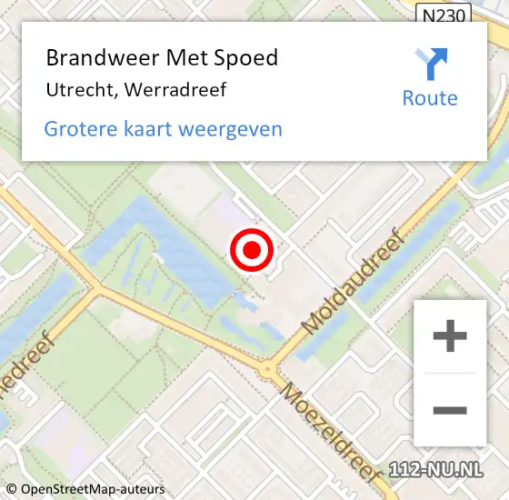 Locatie op kaart van de 112 melding: Brandweer Met Spoed Naar Utrecht, Werradreef op 12 februari 2022 16:10