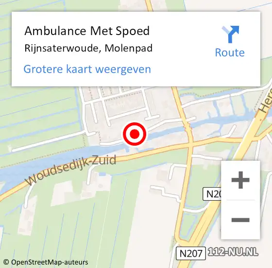Locatie op kaart van de 112 melding: Ambulance Met Spoed Naar Rijnsaterwoude, Molenpad op 12 februari 2022 16:37