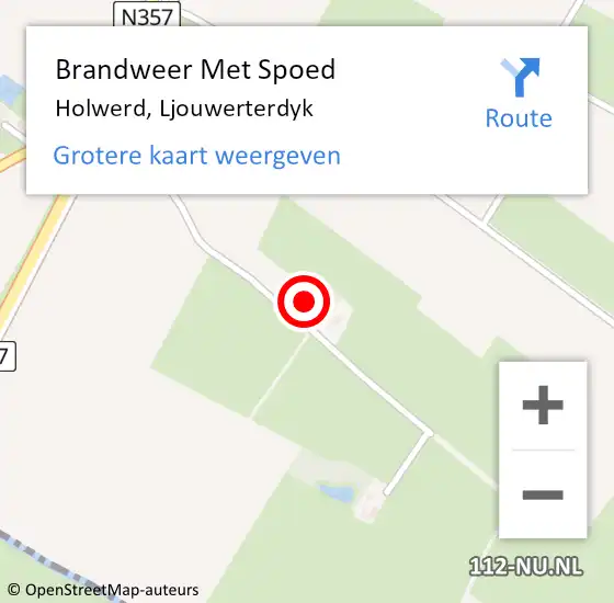 Locatie op kaart van de 112 melding: Brandweer Met Spoed Naar Holwerd, Ljouwerterdyk op 12 februari 2022 16:50