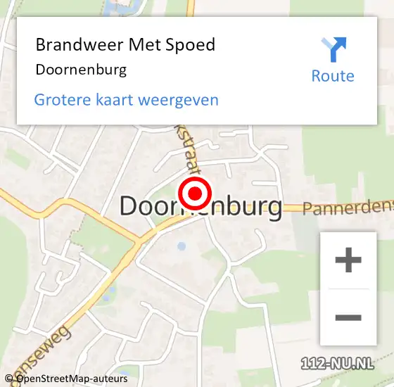 Locatie op kaart van de 112 melding: Brandweer Met Spoed Naar Doornenburg op 12 februari 2022 17:16