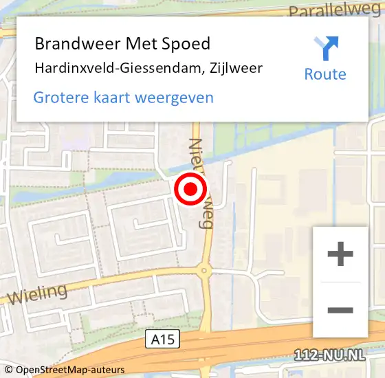 Locatie op kaart van de 112 melding: Brandweer Met Spoed Naar Hardinxveld-Giessendam, Zijlweer op 12 februari 2022 20:12