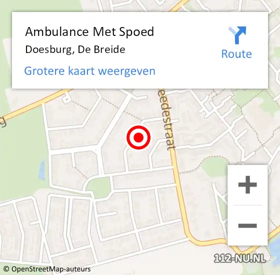 Locatie op kaart van de 112 melding: Ambulance Met Spoed Naar Doesburg, De Breide op 12 februari 2022 20:29
