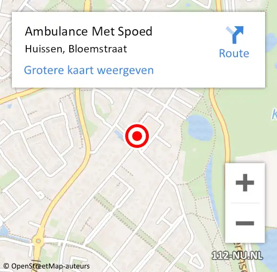Locatie op kaart van de 112 melding: Ambulance Met Spoed Naar Huissen, Bloemstraat op 12 februari 2022 20:38
