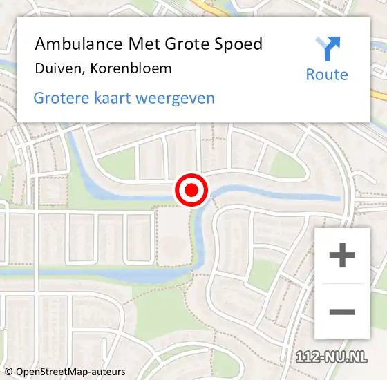 Locatie op kaart van de 112 melding: Ambulance Met Grote Spoed Naar Duiven, Korenbloem op 12 februari 2022 22:10