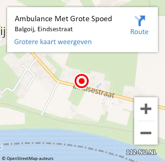 Locatie op kaart van de 112 melding: Ambulance Met Grote Spoed Naar Balgoij, Eindsestraat op 12 februari 2022 23:15