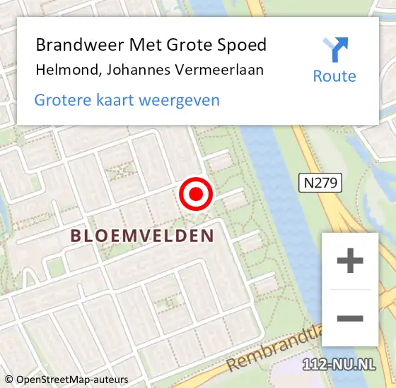 Locatie op kaart van de 112 melding: Brandweer Met Grote Spoed Naar Helmond, Johannes Vermeerlaan op 13 februari 2022 04:35