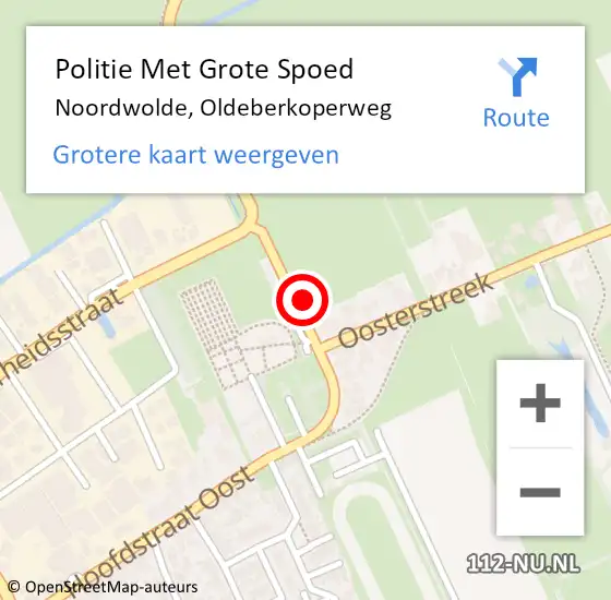 Locatie op kaart van de 112 melding: Politie Met Grote Spoed Naar Noordwolde, Oldeberkoperweg op 13 februari 2022 04:47