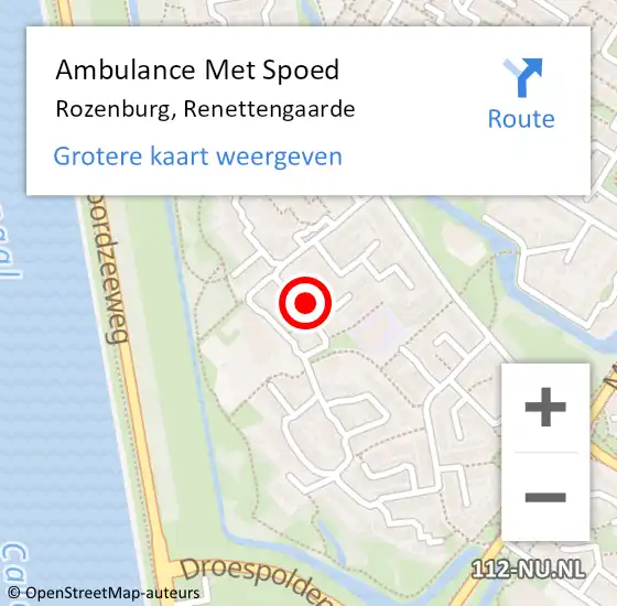Locatie op kaart van de 112 melding: Ambulance Met Spoed Naar Rozenburg, Renettengaarde op 13 februari 2022 09:41