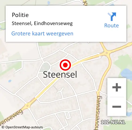 Locatie op kaart van de 112 melding: Politie Steensel, Eindhovenseweg op 13 februari 2022 12:09