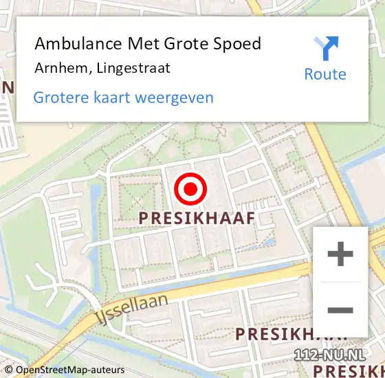 Locatie op kaart van de 112 melding: Ambulance Met Grote Spoed Naar Arnhem, Lingestraat op 13 februari 2022 12:21