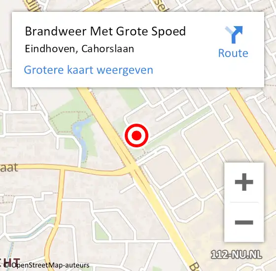 Locatie op kaart van de 112 melding: Brandweer Met Grote Spoed Naar Eindhoven, Cahorslaan op 13 februari 2022 13:06