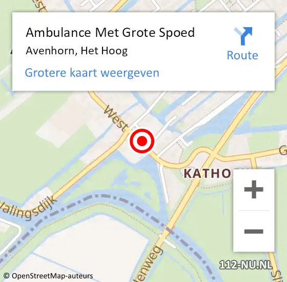 Locatie op kaart van de 112 melding: Ambulance Met Grote Spoed Naar Avenhorn, Het Hoog op 13 februari 2022 13:59