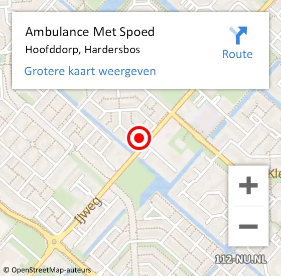 Locatie op kaart van de 112 melding: Ambulance Met Spoed Naar Hoofddorp, Hardersbos op 13 februari 2022 14:10