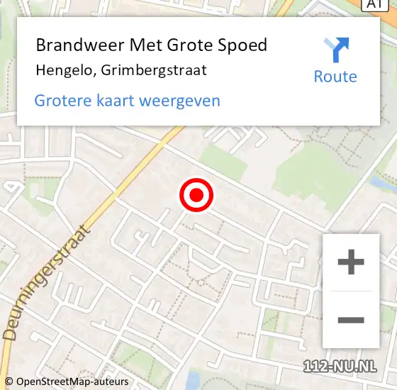 Locatie op kaart van de 112 melding: Brandweer Met Grote Spoed Naar Hengelo, Grimbergstraat op 13 februari 2022 16:50